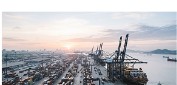 Cargo port at dusk